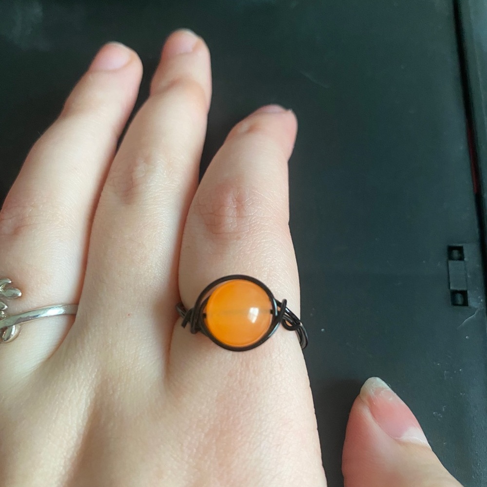 orange bead wire ring